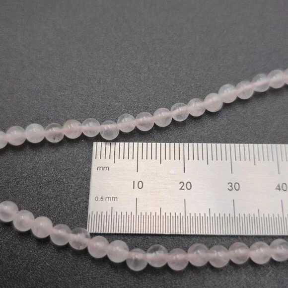 16.5 Inch Sterling Silver Small Rose Quartz Stones Necklace B933 - Picture 5 of 6